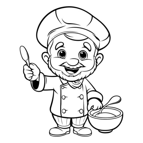 Chef Cartoon Mascot Character with Spoon and Bowl of Soup