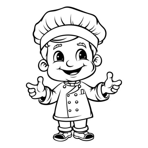 Chef Cartoon Mascot Character Vector Illustration for Coloring B