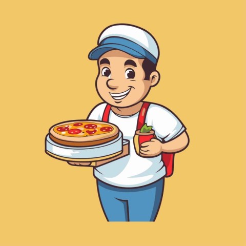 delivery man holding pizza design. vector illustration eps10 gra