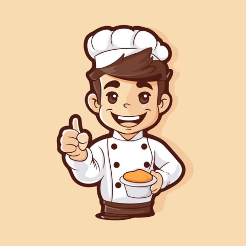 Cartoon chef holding a cup of coffee. Vector illustration of a c