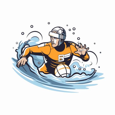 Ice hockey player on skis. Vector illustration of ice hockey pla