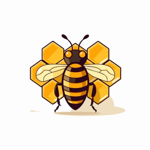 Honey bee icon isolated on white background. Vector cartoon illu