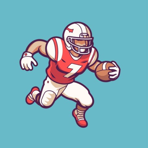 American football player running with ball cartoon vector illust