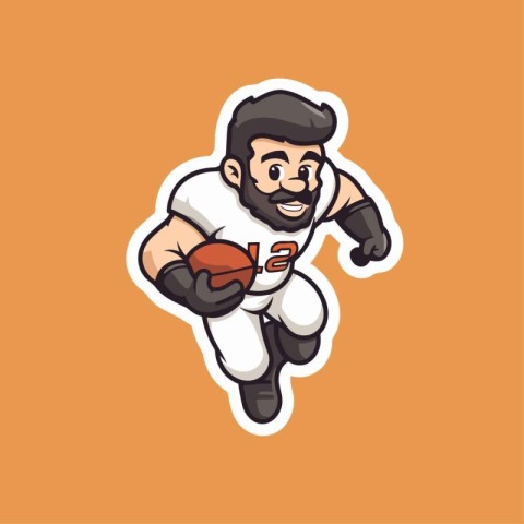 American football player running with ball cartoon vector illust