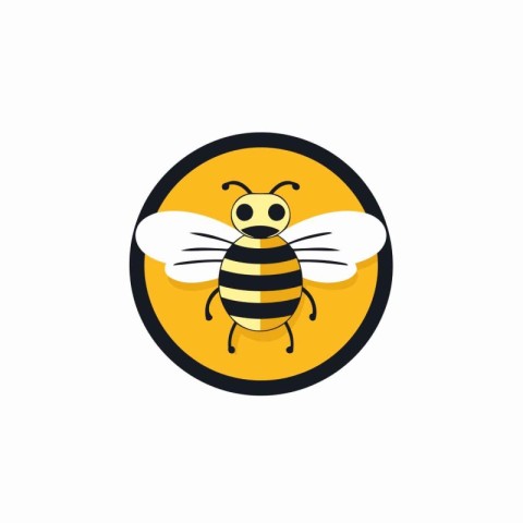 Bee icon in flat style. Honey bee vector illustration on white i