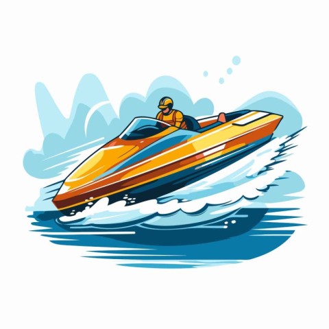 Speed boat. Vector illustration of a speedboat on the water.