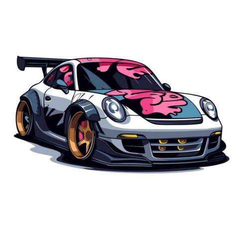 illustration of a racing car on a white background. Vector illus