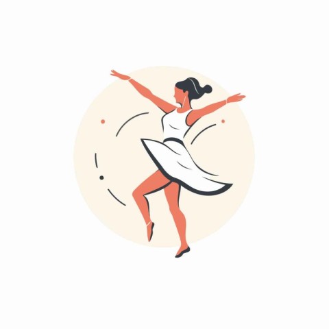 Ballerina in a white dress. Vector illustration in a flat style.