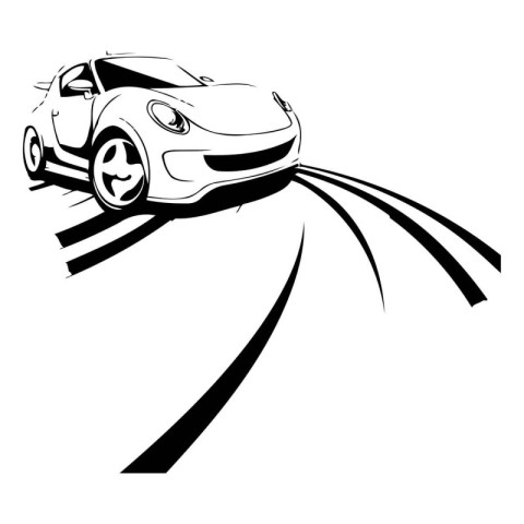 car on the road on a white background. vector illustration. eps