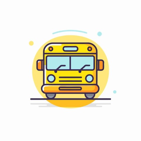 School bus flat line icon. Vector illustration of school bus sym