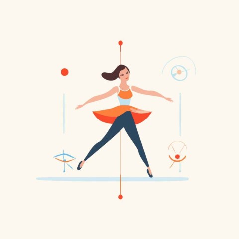 Ballet dancer in a flat style. Vector illustration. Concept of b