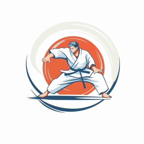 Taekwondo icon. Vector illustration of a taekwondo fighter with