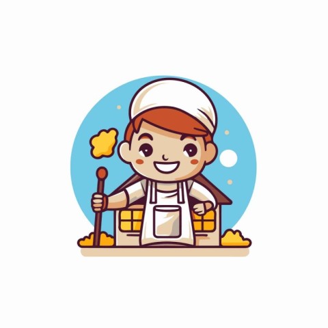 Cute little chef in uniform. vector illustration. Cartoon charac