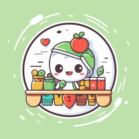 Cute kawaii strawberry character vector illustration. Cute kawai