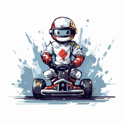 Cartoon karting racer on a white background. Vector illustration