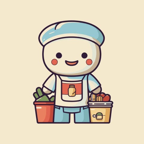 Cute chef cartoon character vector illustration design. Cute che