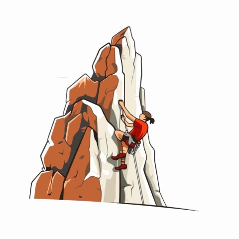 Vector illustration of a rock climber on the background of the m