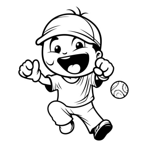 Vector illustration of Cartoon baseball player running with ball