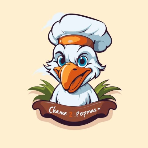 Chef duck mascot logo. Vector illustration of chef duck logo for