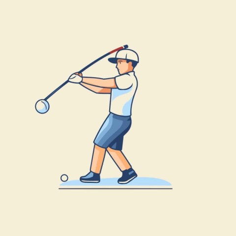 Golfer playing golf. Vector illustration in a flat style.