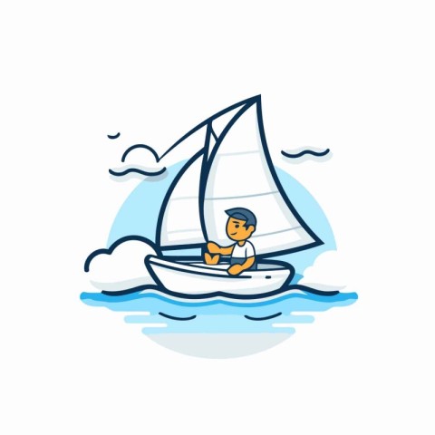 Sailing. yachting. sport. leisure vector icon.