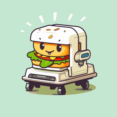 Cute hamburger mascot character vector design. Fast food concept