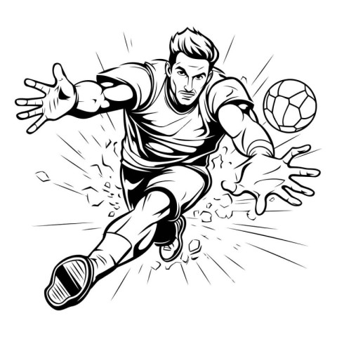 Soccer player kicks the ball. Vector illustration ready for viny