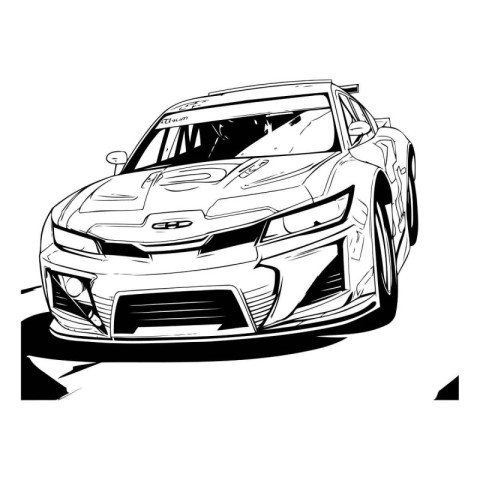 Sketch of a sports car. Vector illustration on white background.