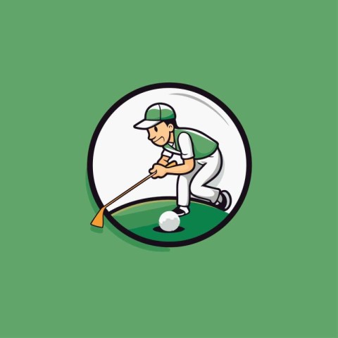 Golf player vector icon logo design template. Vector illustratio