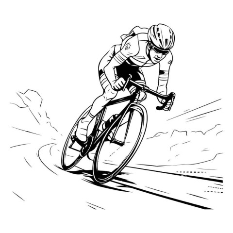 illustration of a cyclist riding on the road. sketch for your de