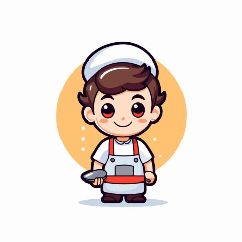 Cute chef boy cartoon vector illustration. Cute chef boy charact