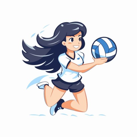 Volleyball player with ball. sport vector Illustration isolated