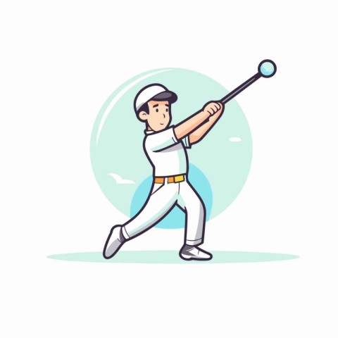 Baseball player in uniform holding baseball bat. Vector illustra