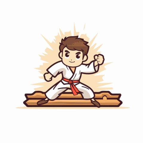 Taekwondo. Martial arts. Vector illustration. Cartoon style.