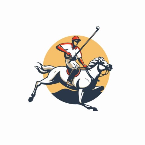 Illustration of a polo player on white background done in retro