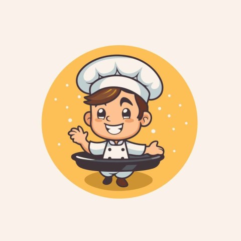 Chef boy cartoon character vector illustration. Cartoon chef boy