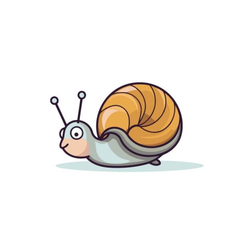 Cute cartoon snail isolated on white background. Vector illustra