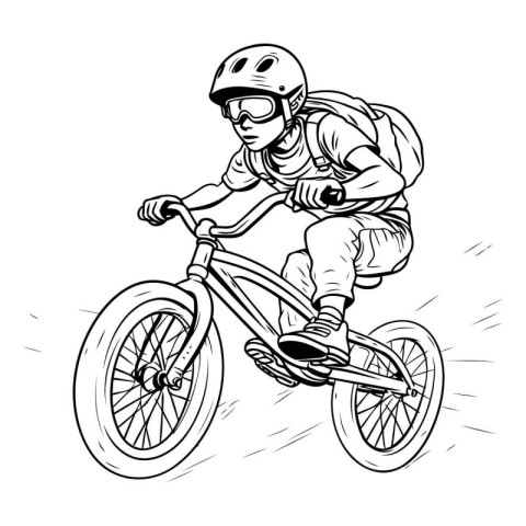 illustration of a biker on a bicycle on a white background