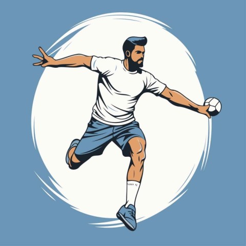 Handball player. Vector illustration of a handball player with b