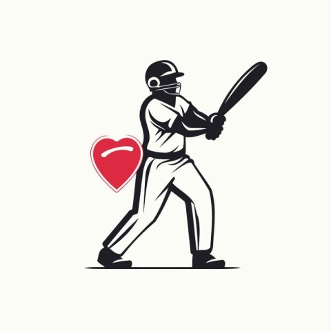 Baseball player with bat and ball. Vector illustration in retro