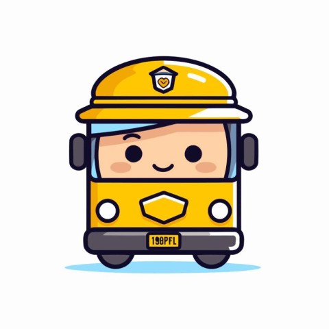 Cute happy school bus driver character. Vector flat cartoon illu