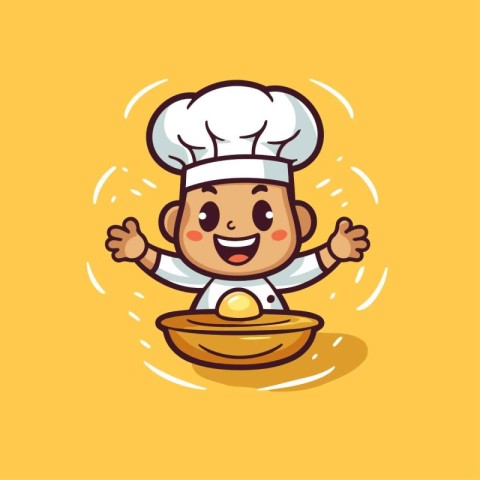 Chef Cartoon Mascot Character Concept Isolated on Yellow Backgro