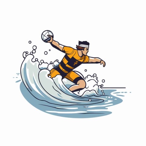 Surfer in action. vector illustration. Surfer in action.