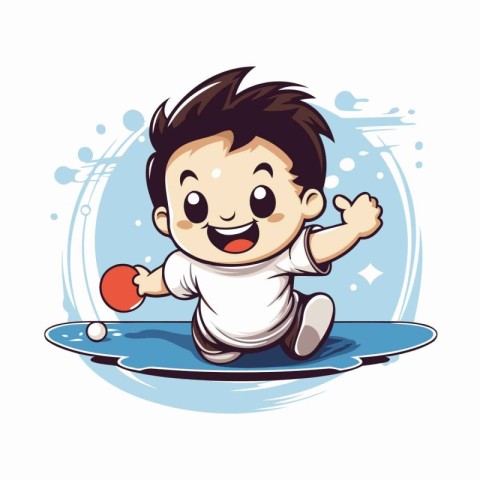 Illustration of a Kid Playing Skateboard. Vector Illustration