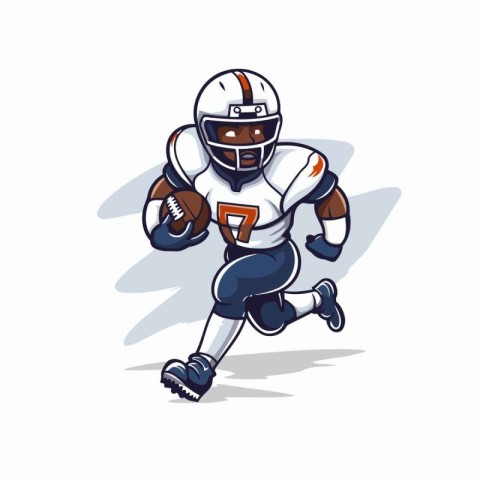 American football player running with ball. cartoon vector illus