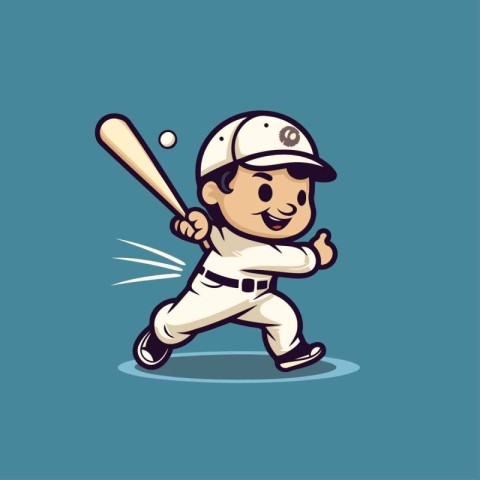 Baseball player cartoon mascot vector illustration. Baseball pla