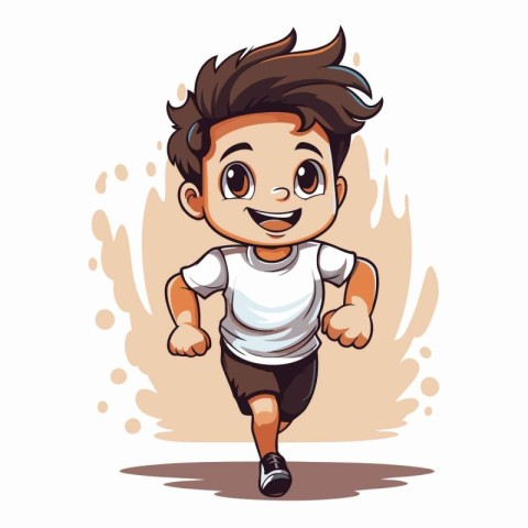 Vector illustration of Cartoon boy running on white background.