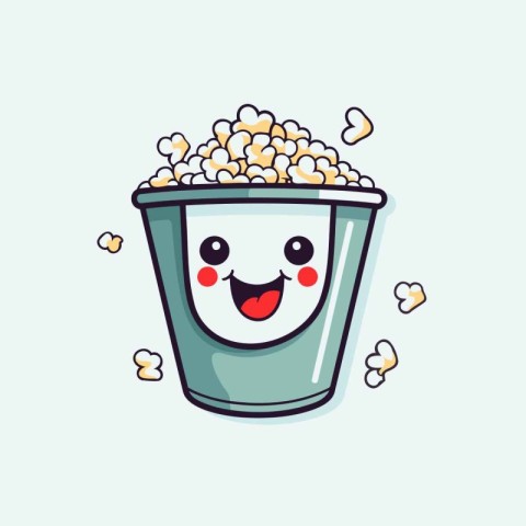 Cute popcorn character vector illustration. Cute popcorn bucket