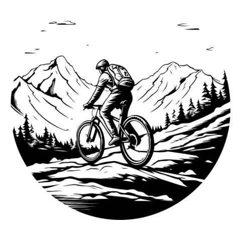 Mountain biker on a mountain bike. Vector illustration ready for