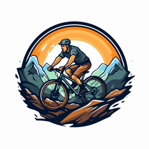 Mountain biker on the road. Vector illustration for your design